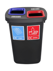 Large Durable 2 Compartment Recycling Bin with Inserts - 2 x 45 Litre