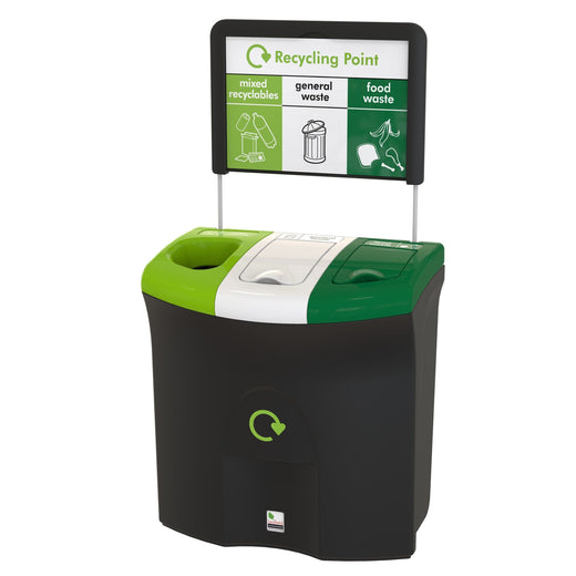 Mini Meridian Triple Aperture Recycling Bin - 87 Litre