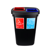 Large Durable 2 Compartment Recycling Bin with Inserts - 2 x 45 Litre