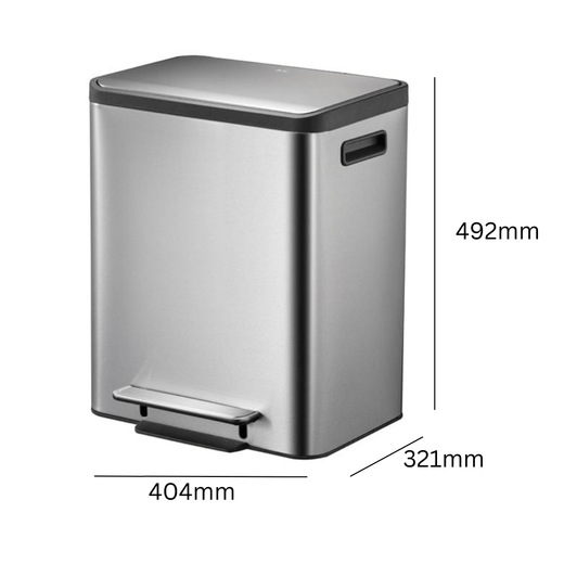 EcoCasa Dual Compartment Recycling Bin - 2x15 Litre