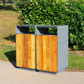 Double Iroko Wood Recycling Bin - 200 Litre