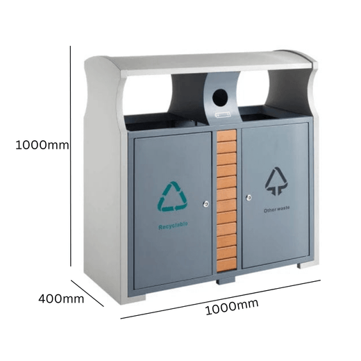 Powder Coated External Recycling Bin - 2 x 39 Litre