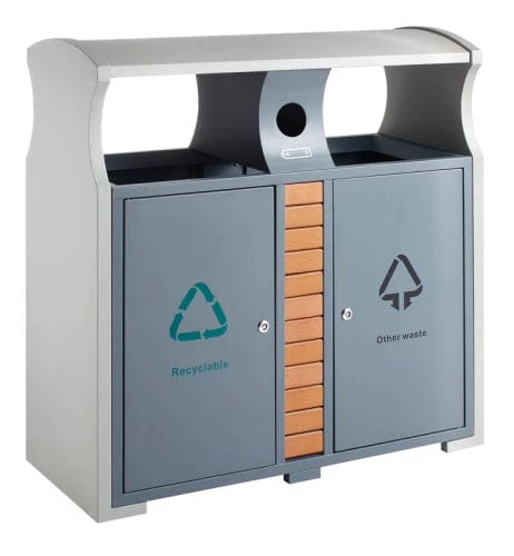 Powder Coated External Recycling Bin - 2 x 39 Litre