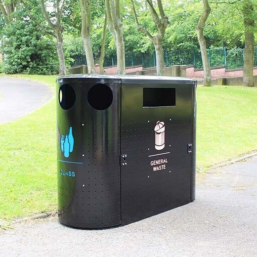 Extra Large Pod Triple Recycling Bin for Outdoor - 380 Litre