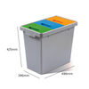 Durable 3 Compartment Recycling Bin with Colour Co-ordinated Lids