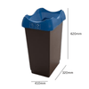 Set of 3, 50 Litre Open Top Recycling Bins with Stickers