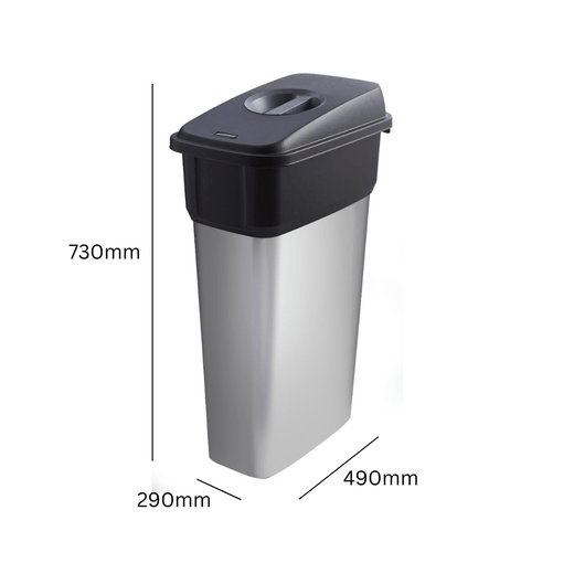 Slim Metal Look Plastic Recycling Bin (55 or 70 Litres)