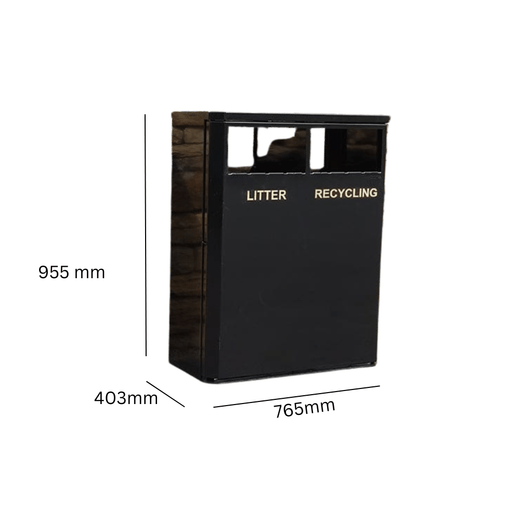 2 Compartment Steel Recycling Bin - 160 Litre