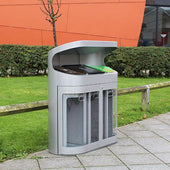 Torpedo Triple Recycling Bin With Hood for Outdoor - 162 Litre