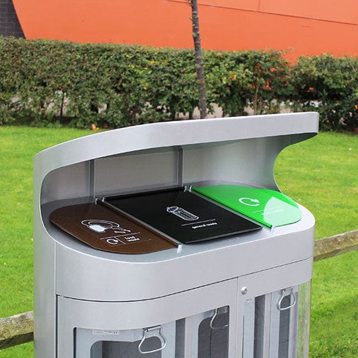 Torpedo Triple Recycling Bin With Hood for Outdoor - 162 Litre