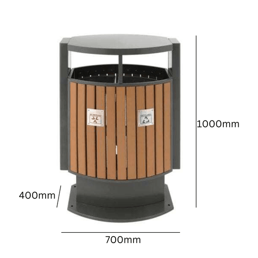 Front Open Wood Effect Recycling Bin - 2 x 39 Litre