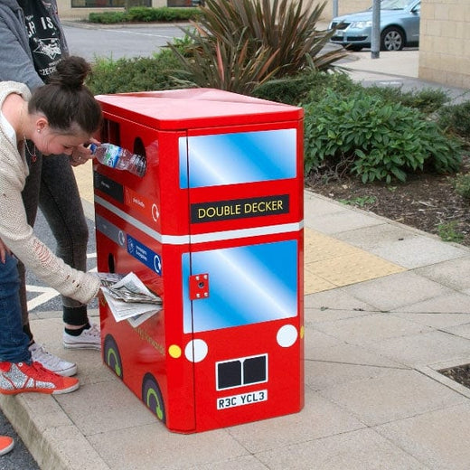 Double Decker Bus Novelty Recycling Bin - 160 Litre