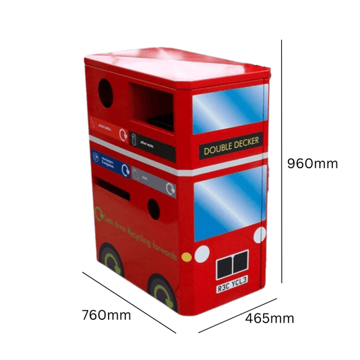 Double Decker Bus Novelty Recycling Bin - 160 Litre