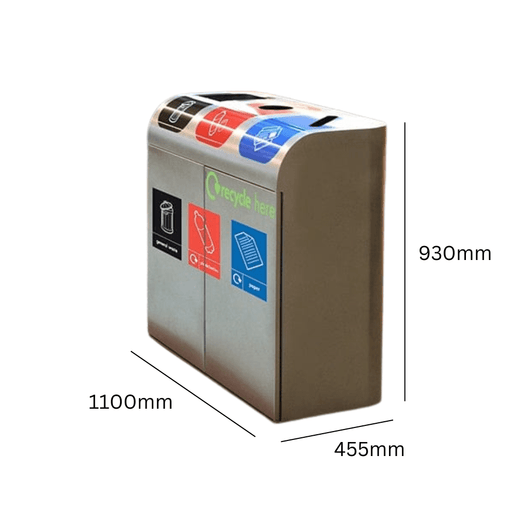 Lute Triple Indoor Recycling Station - 240 Litre