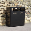 2 Compartment Outdoor Steel Recycling Bin - 224 Litre