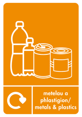 A5 Bilingual Metals & Plastics Recycling Sticker
