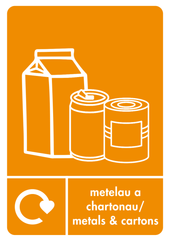 A5 Bilingual Metals & Cartons Recycling Sticker