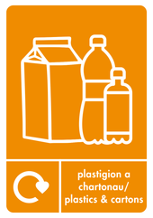 A5 Bilingual Plastics & Cartons Recycling Sticker