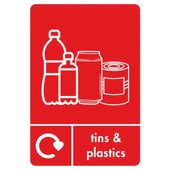 A5 Tins & Plastics Recycling Sticker