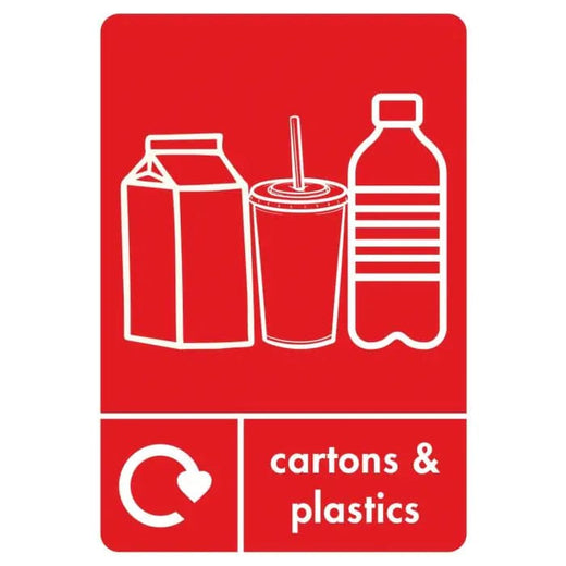 A5 Cartons & Plastics Recycling Sticker