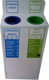 Slimline 2 Bay Recycle Station with Back Signage - 100 Litre (50 Litres per Bay)