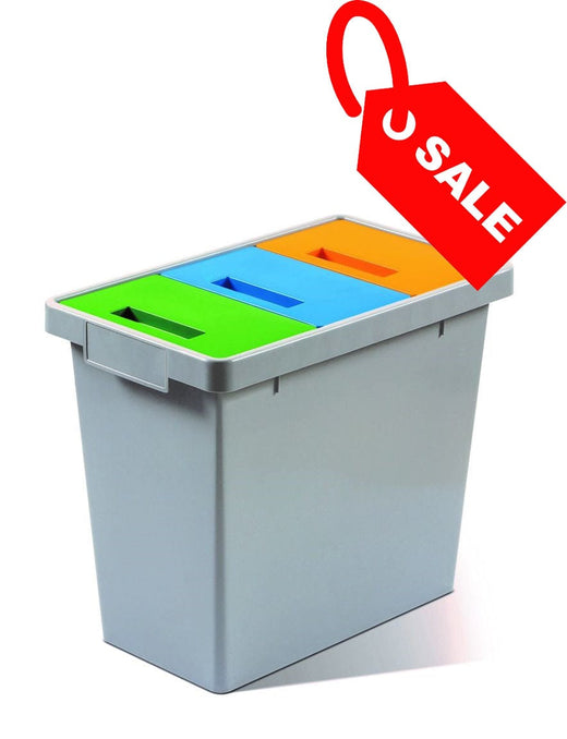 Durable 3 Compartment Recycling Bin with Colour Co-ordinated Lids