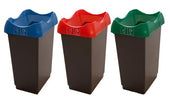 Set of 3, 50 Litre Open Top Recycling Bins with Stickers