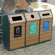 Triple Wood Recycling Bin - 294 Litre