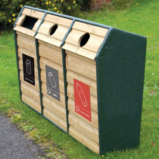 Triple Wood Recycling Bin - 294 Litre