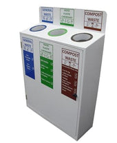 Slimline 3 Bay Recycle Station with Back Signage - 150 Litre (50 Litres per Bay)