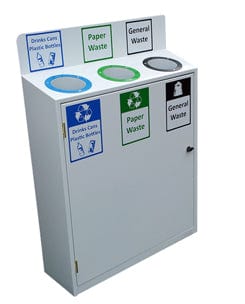 Slimline 3 Bay Recycle Station with Back Signage - 150 Litre (50 Litres per Bay)