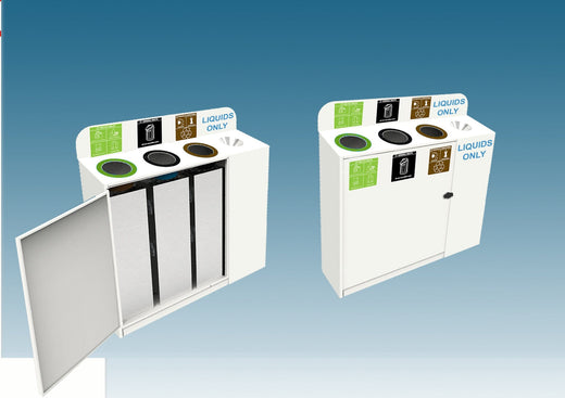 Slimline 3 Bay Recycle Station with Back Signage - 150 Litre (50 Litres per Bay)