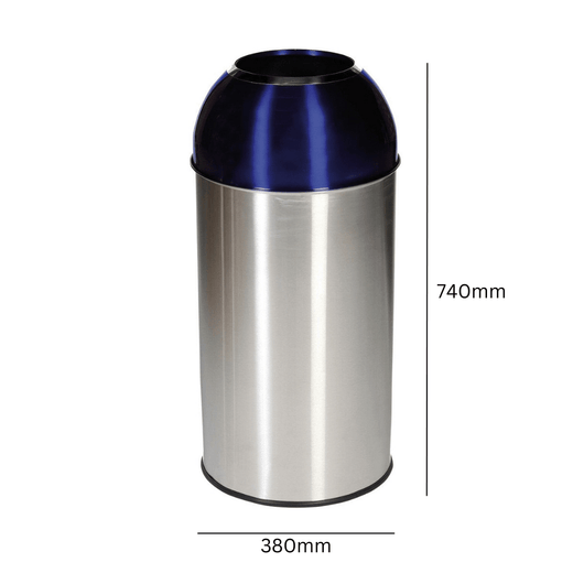 Stainless Steel Recycling Bins with Coloured Domes - 40 Litre