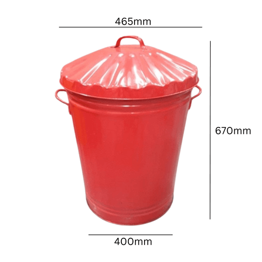 Galvanised Trash Can Available in 5 Colours - 90 Litre