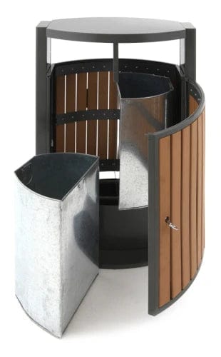 Front Open Wood Effect Recycling Bin - 2 x 39 Litre